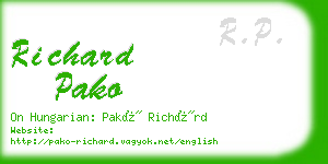 richard pako business card